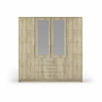 Garderobna omara v hrastovem dekorju z ogledalom 196x200 cm Derry - Cosmopolitan Design