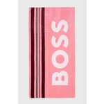 Bombažna brisača BOSS roza barva - roza. Velika Brisača iz kolekcije BOSS. Model izdelan iz vzorčastega materiala.