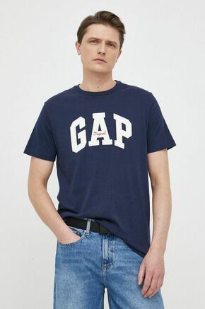 Bombažna kratka majica GAP mornarsko modra barva - mornarsko modra. Kratka majica iz kolekcije GAP. Model izdelan iz pletenine s potiskom. Lahek in udoben model