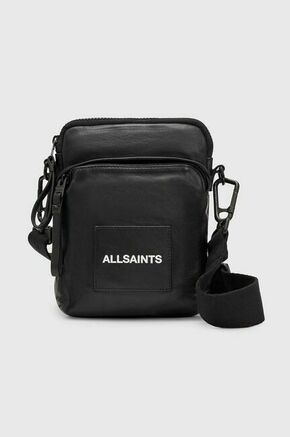 Usnjena torbica za okoli pasu AllSaints Falcon črna barva - črna. Torbica za okoli pasu iz kolekcije AllSaints. Model izdelan iz naravnega usnja.