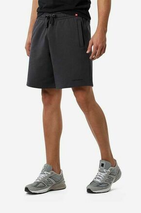 Bombažne kratke hlače New Balance črna barva - črna. Kratke hlače iz kolekcije New Balance. Model izdelan iz gladke pletenine. Model iz izjemno udobne bombažne tkanine.