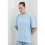 Bombažna kratka majica Roxy Essential Energy ženska, ERJKT04130 - modra. Kratka majica iz kolekcije Roxy, izdelana iz tanke, elastične pletenine. Model iz zračne bombažne tkanine.
