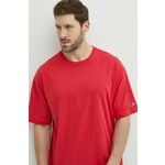 Bombažna kratka majica Champion moška, rdeča barva, 220017 - rdeča. Lahkotna kratka majica iz kolekcije Champion, izdelana iz pletenine, prijetne na otip. Model iz izjemno udobne bombažne tkanine.