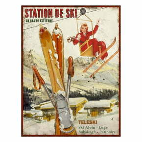 Kovinska stenska dekoracija Antic Line Station de Ski