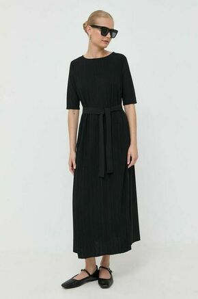 Obleka Max Mara Leisure črna barva - črna. Obleka iz kolekcije Max Mara Leisure. Model izdelan iz enobarvne tkanine. Zaradi vsebnosti poliestra je tkanina bolj odporna na gubanje.