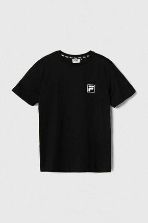 Otroška bombažna kratka majica Fila BEUTELSBACH črna barva - črna. Otroška kratka majica iz kolekcije Fila