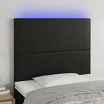 Vidaxl LED posteljno vzglavje črno 100x5x118/128 cm umetno usnje