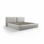 Svetlo siva oblazinjena zakonska postelja s prostorom za shranjevanje in letvenim dnom 200x200 cm Arendal – Cosmopolitan Design