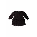 Otroška obleka Pinko Up črna barva - črna. Otroški obleka iz kolekcije Pinko Up. Nabran model, izdelan iz kombinacija dveh različnih materialov.