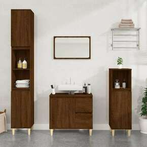 Vidaxl Komplet kopalniških omaric 3-delni rjavi hrast inženirski les