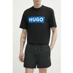 Kratke hlače HUGO moške, črna barva, 50511160 - črna. Kratke hlače iz kolekcije HUGO. Model izdelan iz lahkega blaga. Model iz izjemno udobne in zračne tkanine je idealen za toplejše letne čase.
