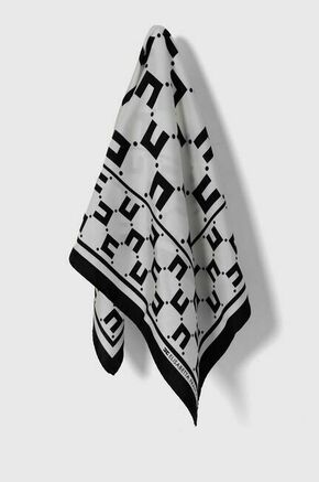 Svilena ruta Elisabetta Franchi bela barva - bela. Ruta iz kolekcije Elisabetta Franchi. Model izdelan iz vzorčaste tkanine. Material