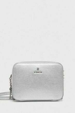 Usnjena torbica Furla Camelia srebrna barva - srebrna. Majhna torbica iz kolekcije Furla. Model na zapenjanje