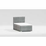 Svetlo siva oblazinjena postelja s prostorom za shranjevanje z letvenim dnom 80x200 cm Bunny – Ropez