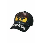 Otroška bombažna bejzbolska kapa Lego črna barva - črna. Otroški kapa s šiltom vrste baseball iz kolekcije Lego. Model izdelan iz tkanine z nalepko.