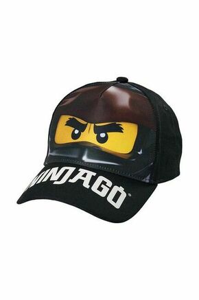 Otroška bombažna bejzbolska kapa Lego črna barva - črna. Otroški kapa s šiltom vrste baseball iz kolekcije Lego. Model izdelan iz tkanine z nalepko.