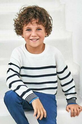 Otroški bombažen pulover Mayoral mornarsko modra barva - mornarsko modra. Otroške Pulover iz kolekcije Mayoral. Model z okroglim izrezom