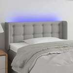 vidaXL LED posteljno vzglavje svetlo sivo 93x16x78/88 cm blago