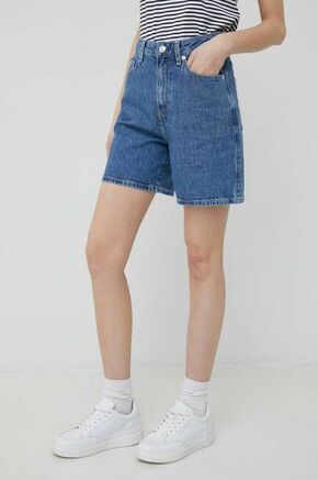 Jeans kratke hlače Tommy Hilfiger ženski - modra. Kratke hlače iz kolekcije Tommy Hilfiger. Model izdelan iz jeansa.