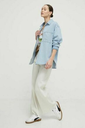 Jeans srajca Abercrombie &amp; Fitch ženska - modra. Bluza iz kolekcije Abercrombie &amp; Fitch