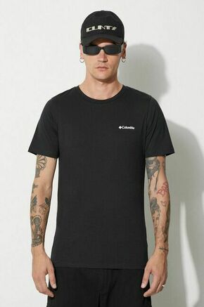 Bombažna kratka majica Columbia Rapid Ridge Back Graphic črna barva - črna. Kratka majica iz kolekcije Columbia. Model izdelan iz elastične pletenine. Izjemno zračen