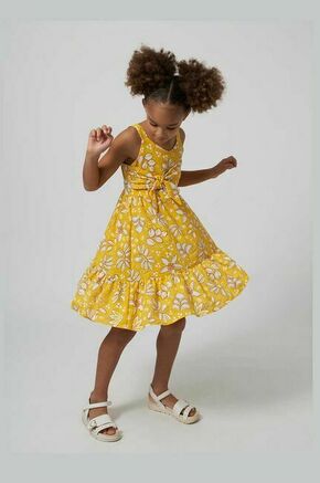 Otroška obleka Mayoral rumena barva - rumena. Otroški obleka iz kolekcije Mayoral. Model izdelan iz vzorčaste tkanine. Model iz izjemno udobne