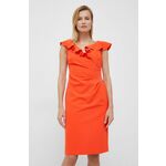 Obleka Lauren Ralph Lauren oranžna barva, - oranžna. Obleka iz kolekcije Lauren Ralph Lauren. Oprijet model izdelan iz tanke, rahlo elastične tkanine.