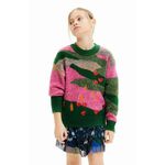 Otroški pulover s primesjo volne Desigual roza barva - roza. Otroške Pulover iz kolekcije Desigual. Model izdelan iz vzorčaste pletenine. Zaradi svoje visoke termoregulacijske sposobnosti vam volna pomaga ohranjati toploto, ko je hladno, in...