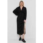 Obleka Birgitte Herskind - črna. Obleka iz kolekcije Birgitte Herskind. Raven model izdelan iz enobarvne tkanine.