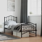 vidaXL Kovinski posteljni okvir z vzglavjem in vznožjem&nbsp;črn 75x190 cm
