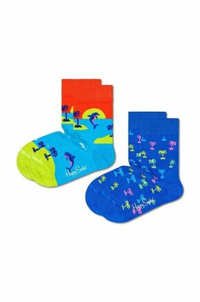 Otroške nogavice Happy Socks Kids Sunset 2-pack - modra. Otroške nogavice iz kolekcije Happy Socks. Model izdelan iz elastičnega materiala. V kompletu sta dva para.
