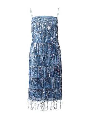 Obleka Samsoe Samsoe - modra. Obleka iz kolekcije Samsoe Samsoe. Model izdelan iz vzorčastega materiala. Izrazit model za posebne priložnosti.