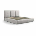 Svetlo siva oblazinjena zakonska postelja s prostorom za shranjevanje z letvenim dnom 180x200 cm Brody – Mazzini Beds