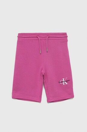 Otroške bombažne kratke hlače Calvin Klein Jeans roza barva - roza. Otroški kratke hlače iz kolekcije Calvin Klein Jeans. Model izdelan iz pletenine.