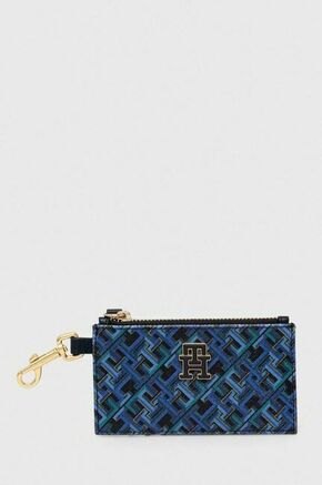 Usnjena denarnica Tommy Hilfiger ženski - modra. Mala denarnica iz kolekcije Tommy Hilfiger. Model izdelan iz naravnega usnja.