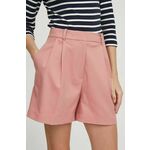 Kratke hlače Tommy Hilfiger ženski, roza barva - roza. Kratke hlače iz kolekcije Tommy Hilfiger, izdelane iz gladke tkanine. Zaradi vsebnosti poliestra je tkanina bolj odporna na gubanje.