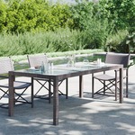 vidaXL Vrtna miza rjava 190x90x75 cm kaljeno steklo in poli ratan