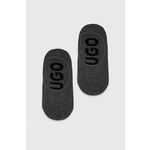 Nogavice HUGO 2-pack moški, siva barva - siva. Kratke nogavice iz kolekcije HUGO. Model izdelan iz elastičnega materiala. V kompletu sta dva para. Izjemno mehek material.