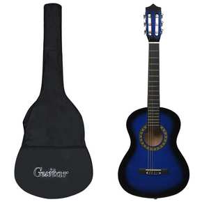 VidaXL Klasična kitara 8-delni začetniški komplet modra 1/2 34"