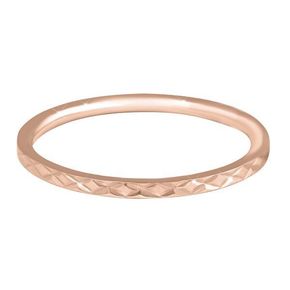 Troli Pozlačen minimalističen jekleni prstan z nežnim vzorcem Rose Gold (Obseg 55 mm)