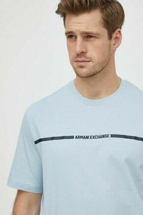 Bombažna kratka majica Armani Exchange moški - modra. Kratka majica iz kolekcije Armani Exchange