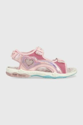 Otroški sandali Primigi roza barva - roza. Otroški sandali iz kolekcije Primigi. Model je izdelan iz kombinacije tekstilnega materiala in ekološkega usnja. Model z gumijastim podplatom