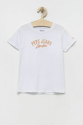 Otroška bombažna kratka majica Pepe Jeans bela barva - bela. Otroške kratka majica iz kolekcije Pepe Jeans. Model izdelan iz tanke