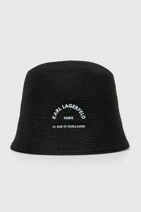 Klobuk Karl Lagerfeld črna barva - črna. Klobuk iz kolekcije Karl Lagerfeld. Model z ozkim robom