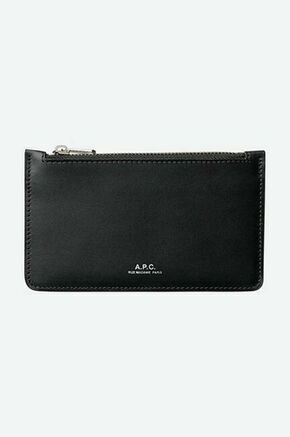Usnjena denarnica A.P.C. črna barva - črna. Mala denarnica iz kolekcije A.P.C. Model izdelan iz naravnega usnja.