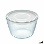 NEW Okrogla Posoda za Malico s Pokrovom Pyrex Cook &amp; Freeze 1,6 L 17 x 17 x 12 cm Prozorno Silikon Steklo (4 kosov)