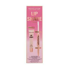 Makeup Revolution Lip Shape Odtenek pink nude Set glos za ustnice Lip Shape Lip Gloss 9 ml + črtalo za ustnice in fiksator šminke 2 In 1 Lip Liner &amp; Colour Setter 1