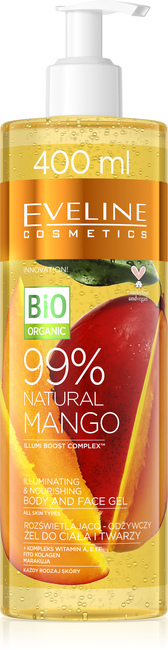 Eveline Cosmetics Bio Organic Natural Mango regeneracijski in vlažilni gel za vse tipe kože 400 ml