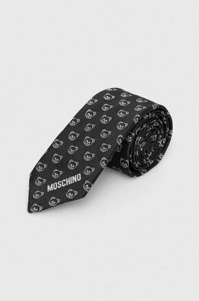 Kravata Moschino črna barva - črna. Kravata iz kolekcije Moschino. Model izdelan iz vzorčaste tkanine.