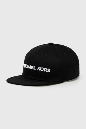 Kapa Michael Kors črna barva - črna. Kapa s šiltom vrste snapback iz kolekcije Michael Kors. Model izdelan iz materiala z nalepko.